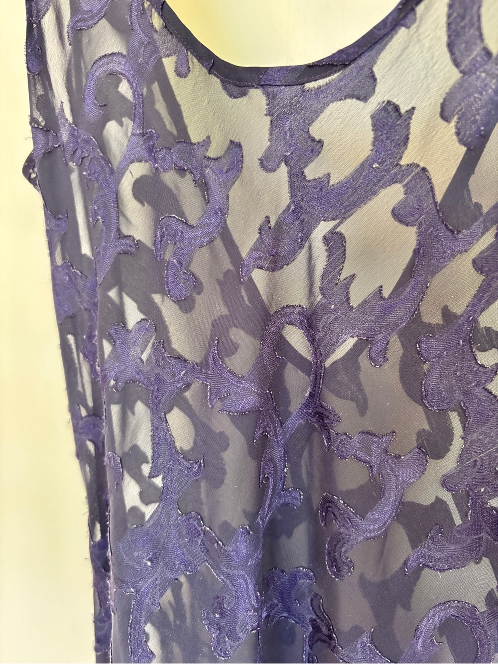 Vintage Y2K Floral Burnout Maxi Dress Size Small Whimsigoth Purple Sheer Rare - Picture 3 of 8